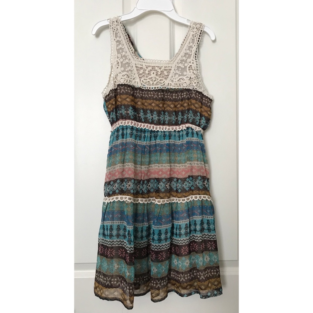 Tiered lace & sheer dress